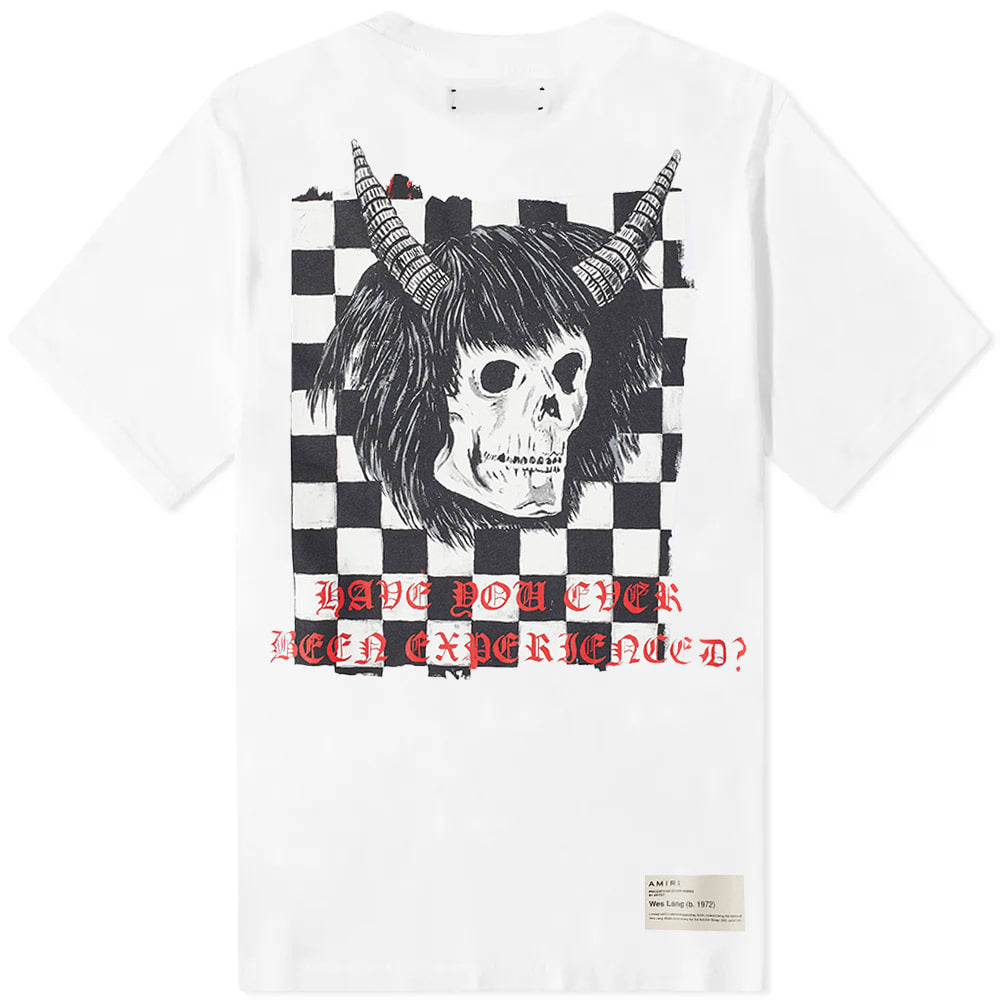 Amiri Wes Lang Checker Skull T-shirt White