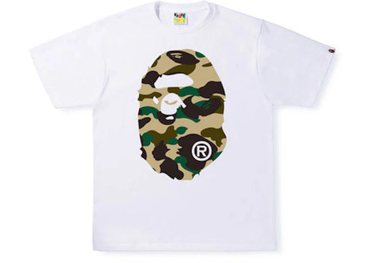 Bape 1st Camo Big Ape Head White / Yellow Tee