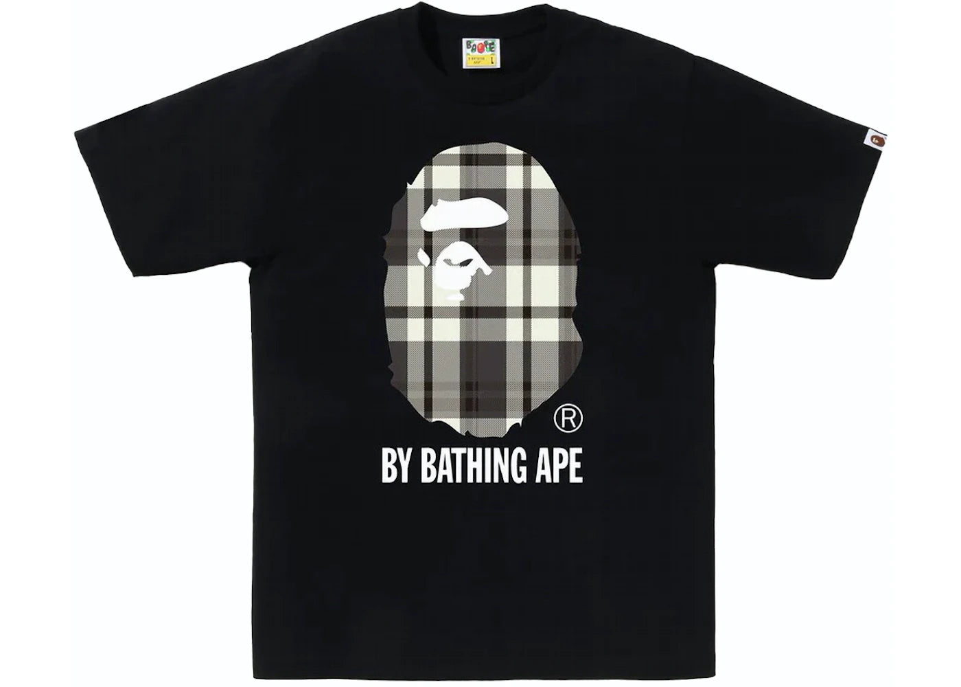 Bape Check Camo Logo By Bathing Ape Black / Grey Tee