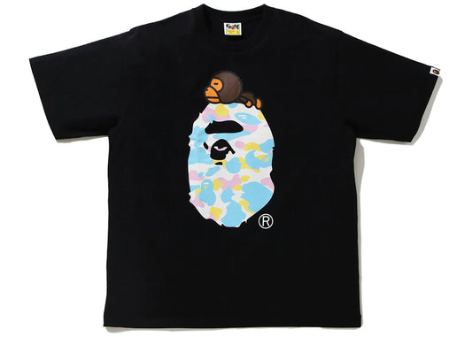 Bape New Multi Camo Milo On Ape Relaxed Black Tee