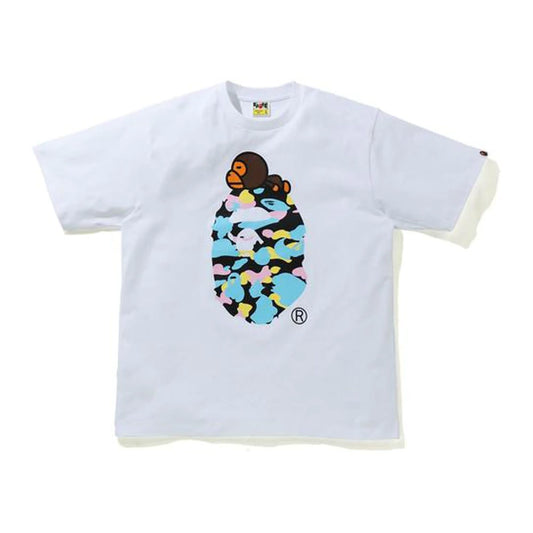 Bape New Multi Camo Milo On Ape Relaxed White Tee