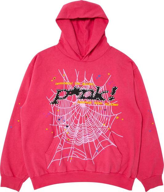 Sp5der Punk Hoodie Pink