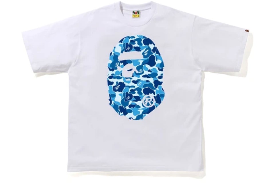 Bape ABC Camo Big Ape Head White / Baby Blue Tee