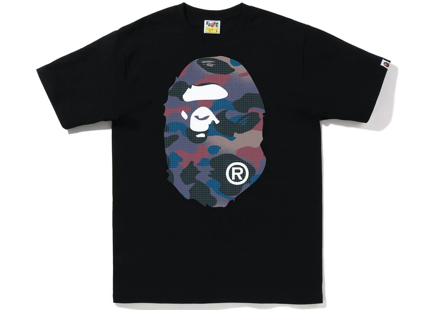 Bape Grid Camo Big Ape Head Black / Purple Tee