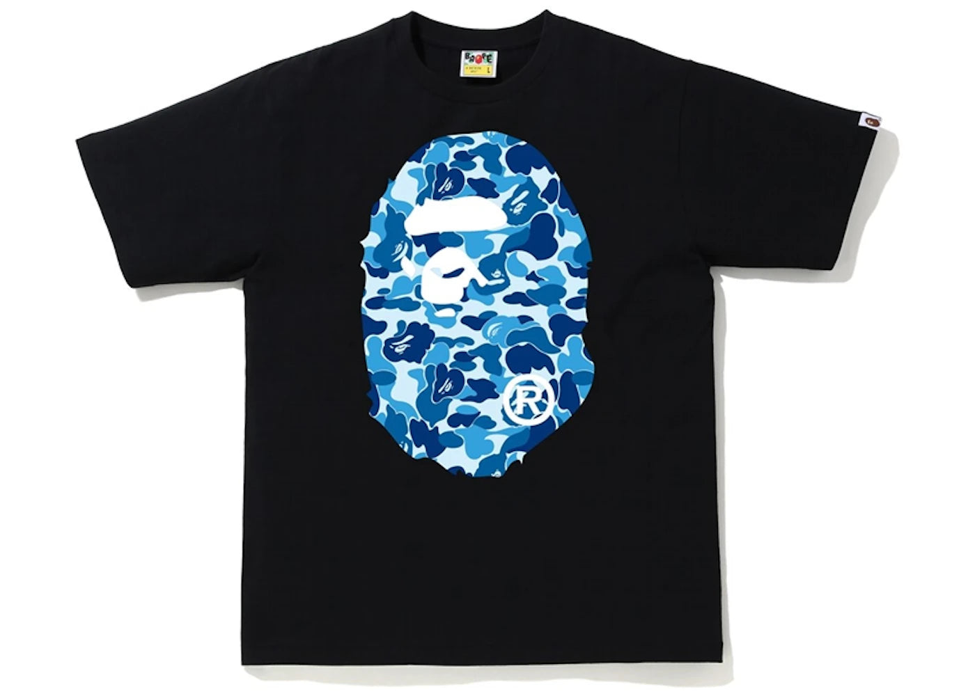 Bape ABC Camo Big Ape Head Baby Blue / Black Tee