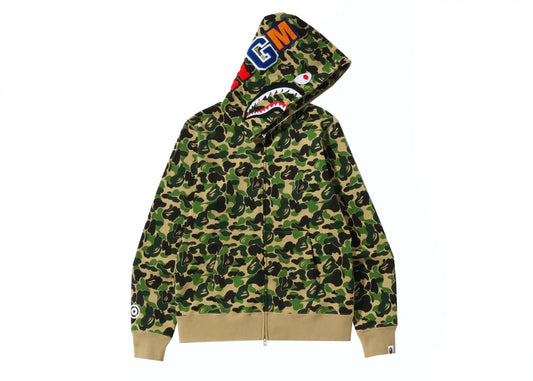 Bape ABC Camo Shark Full Zip Light Green Hoodie