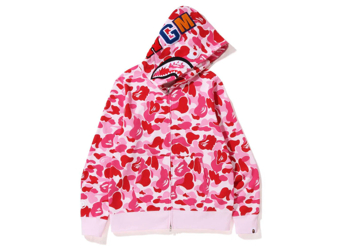 Bape Big ABC Camo Shark Full Zip Pink Hoodie