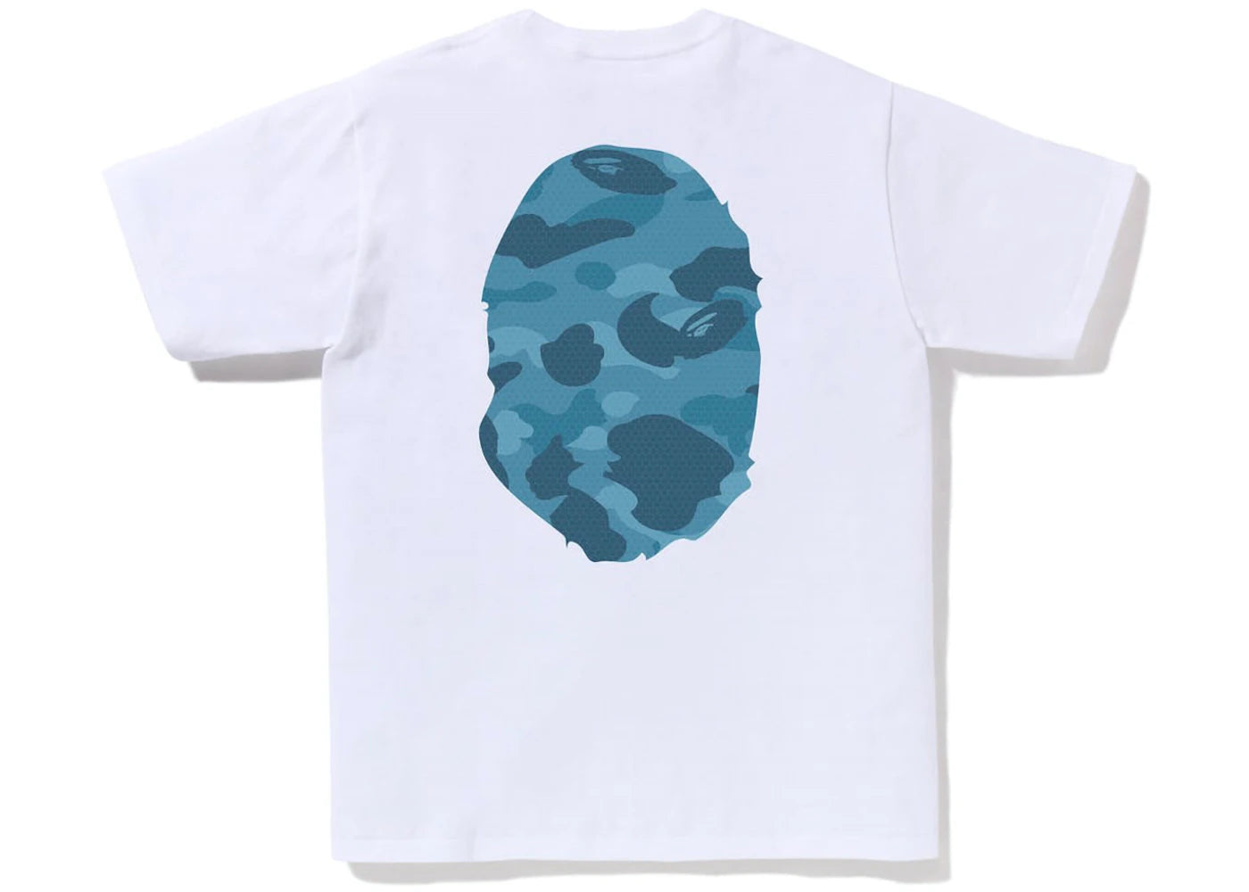 Bape Honeycomb Camo Big Ape Head White / Blue Tee