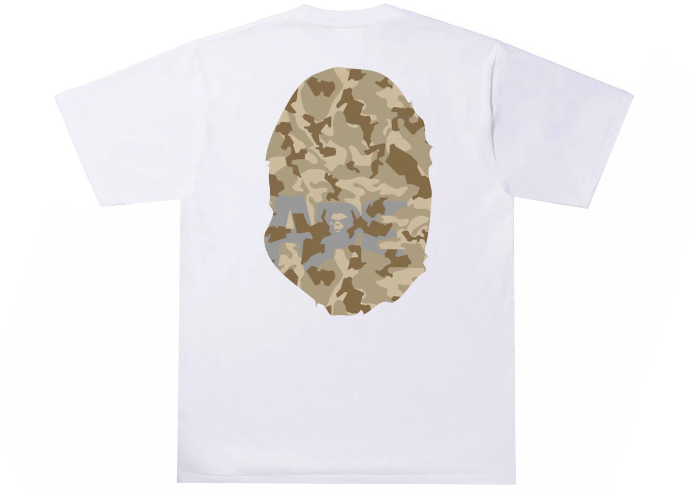 Bape Sand Camo Big Ape Head White / Beige Tee