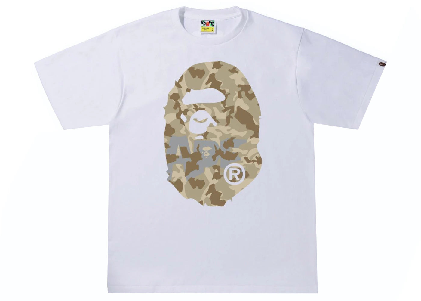 Bape Sand Camo Big Ape Head White / Beige Tee