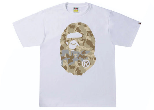 Bape Sand Camo Big Ape Head White / Beige Tee