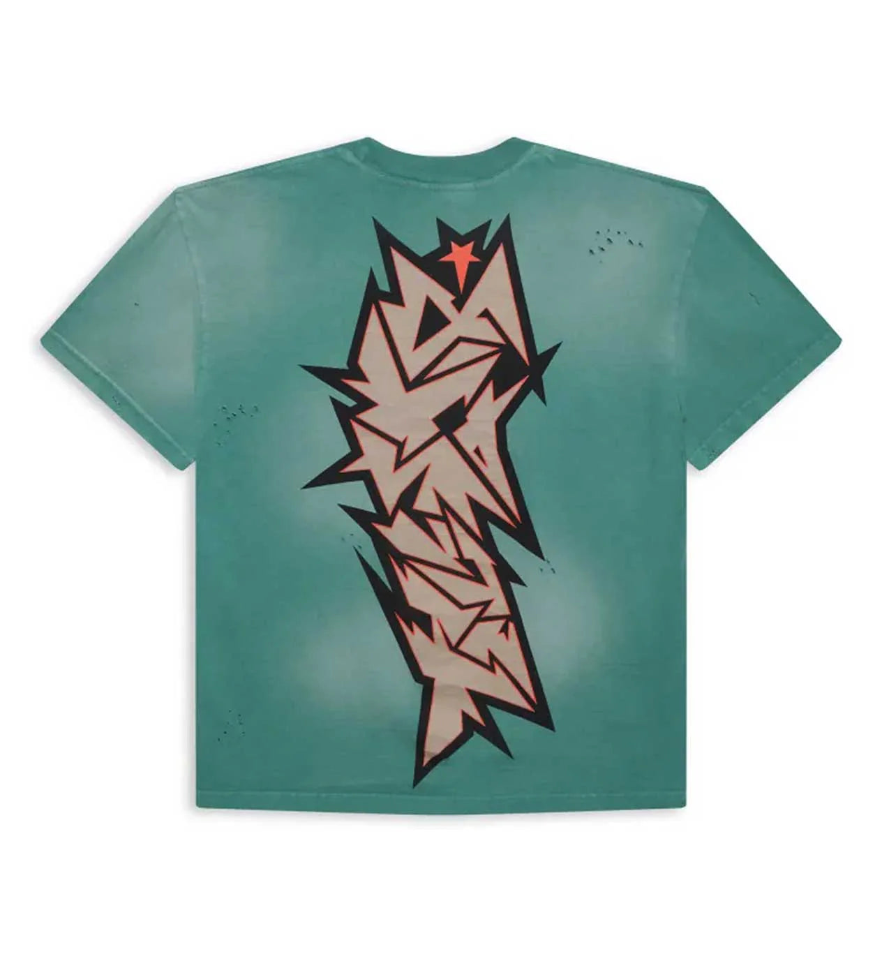 Hellstar Cracked Logo Distressed T-shirt Green