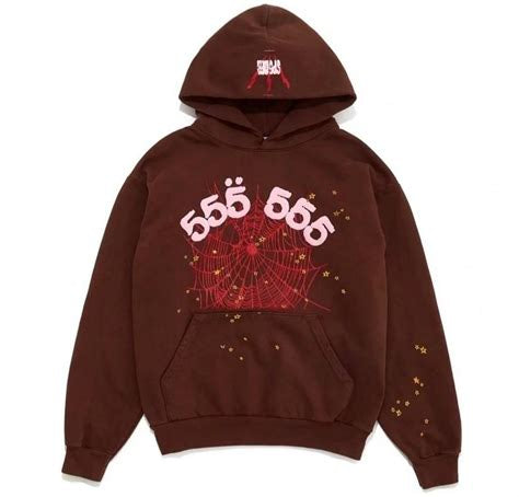 Sp5der 555 Angel Number Brown Hoodie