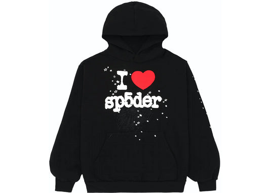 Sp5der I Heart SP5 Black Souvenir Hoodie