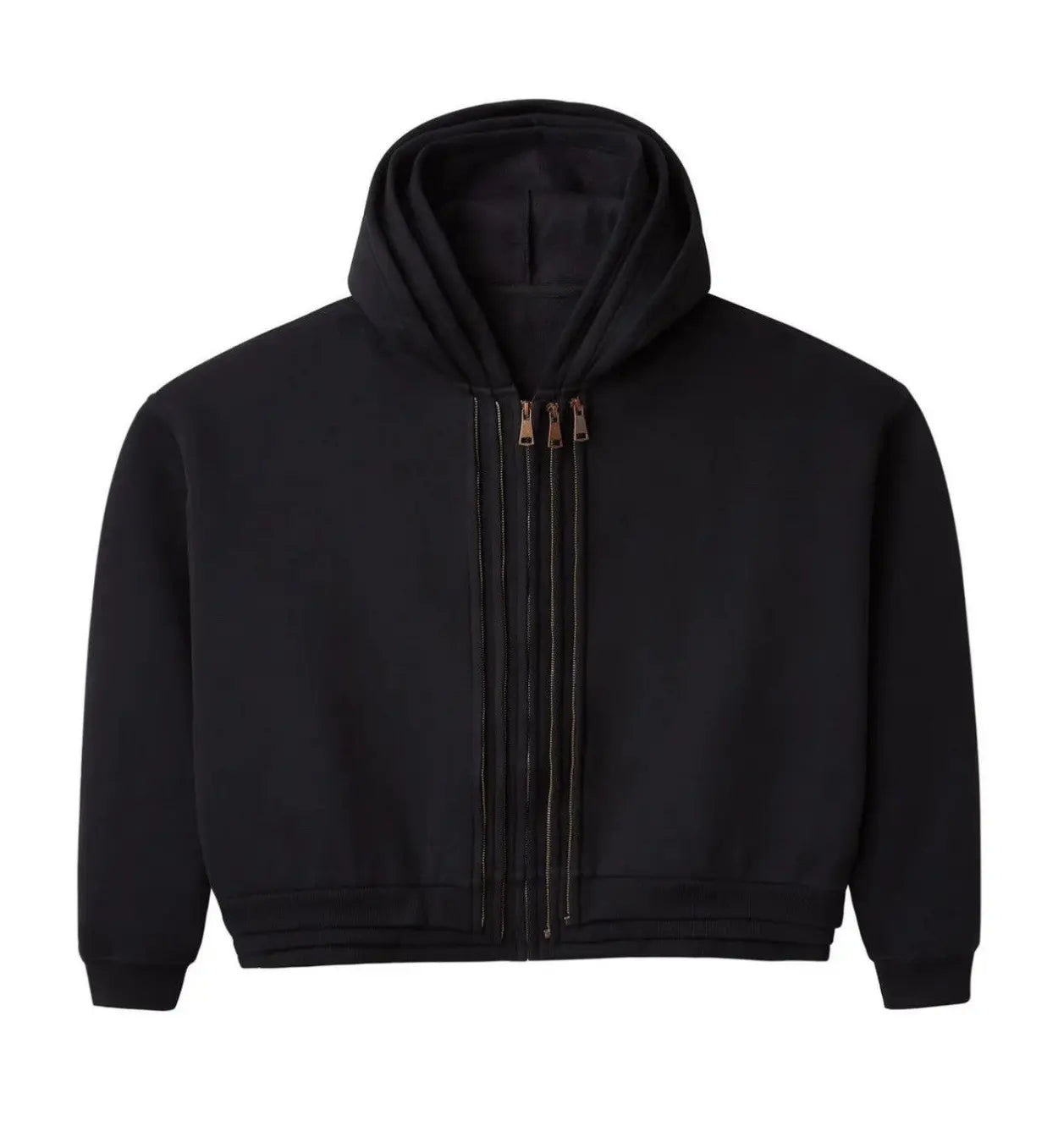 GOLD + VINTAGE GALLERY 'Triple Black' Zip-up Hoodie