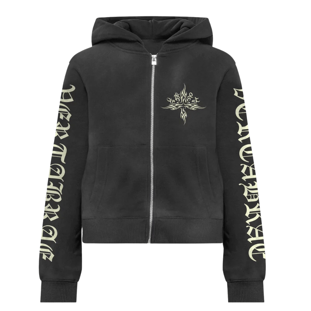 Vertebrae Tattoo Zip Up Hoodie